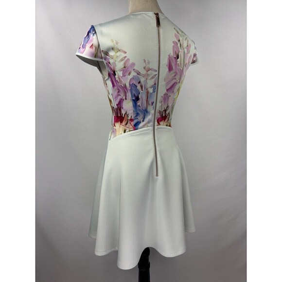 Ted Baker Rivana Fit & Flare Dress Light Blue Hanging Gardens Floral Size 0 US 2 - Picture 6 of 15